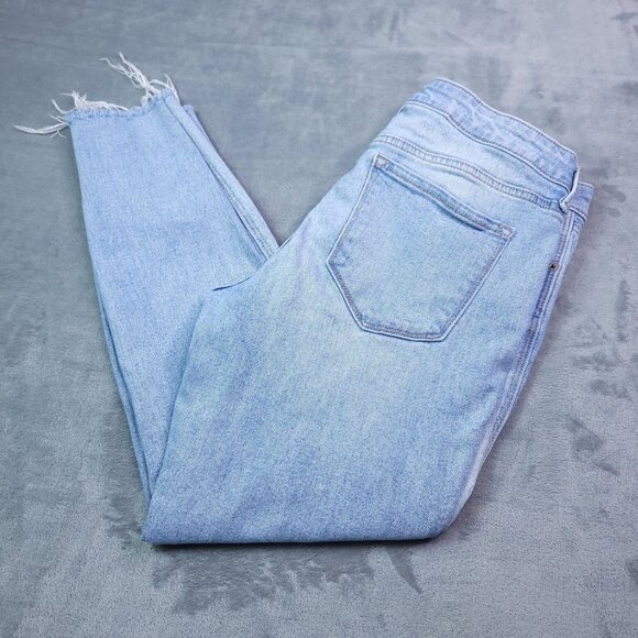 Old Navy Womens Rockstar Super Skinny Ankle Jeans 12 Distressed Light Wash - Picture 1 of 8